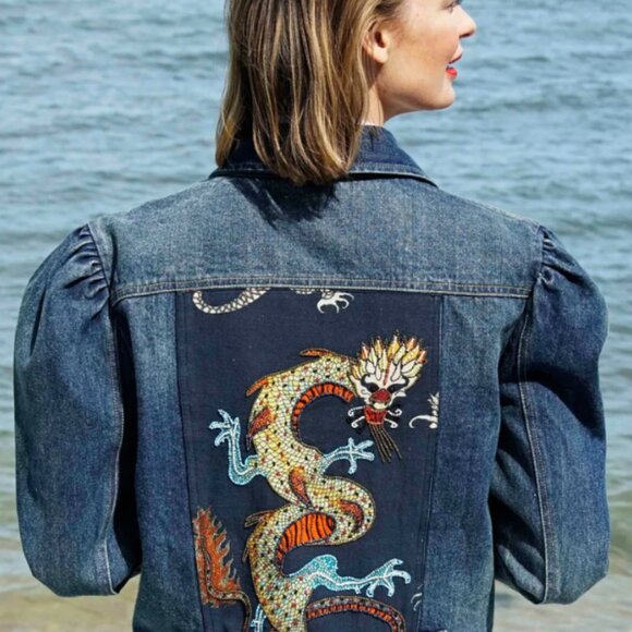 Dizzy Lizzie NWT Denim Jacket with Dragon - Picture 4 of 5